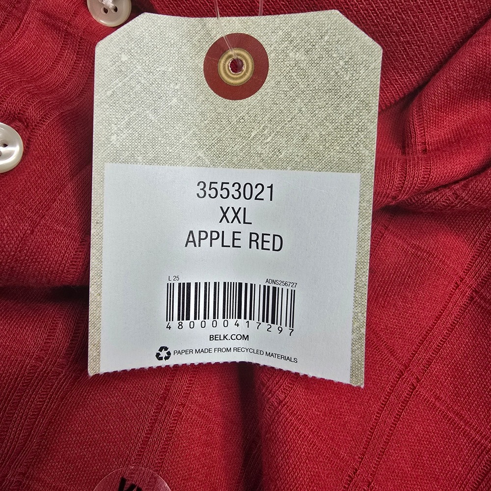 Saddlebred Mens XXL Red Long Sleeve Collared Polo Shirt Textured NWT Pullover - Picture 9 of 11